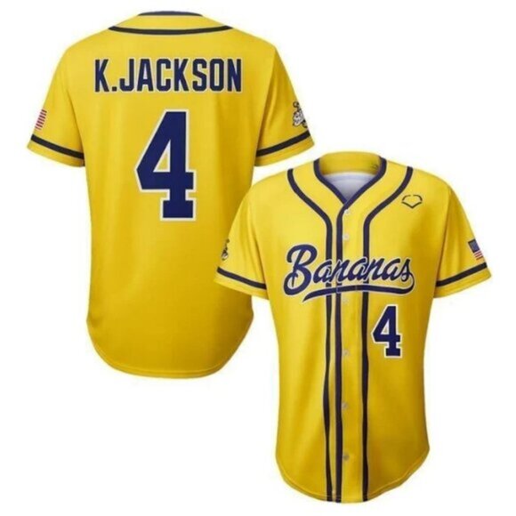 Mens Kids Youths KJ Kyle Jackson Savannah Bananas Jersey Yellow Stitched - Picture 1 of 1